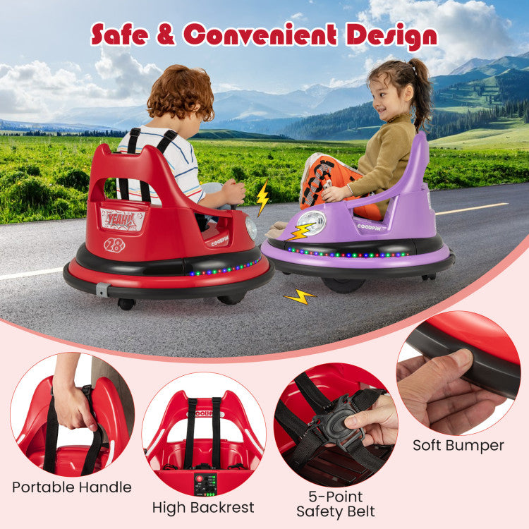 12V Kids Ride On Bumper Car 360° Spin Electric Toy Car with Remote Control and Dual Joysticks for Boys Girls