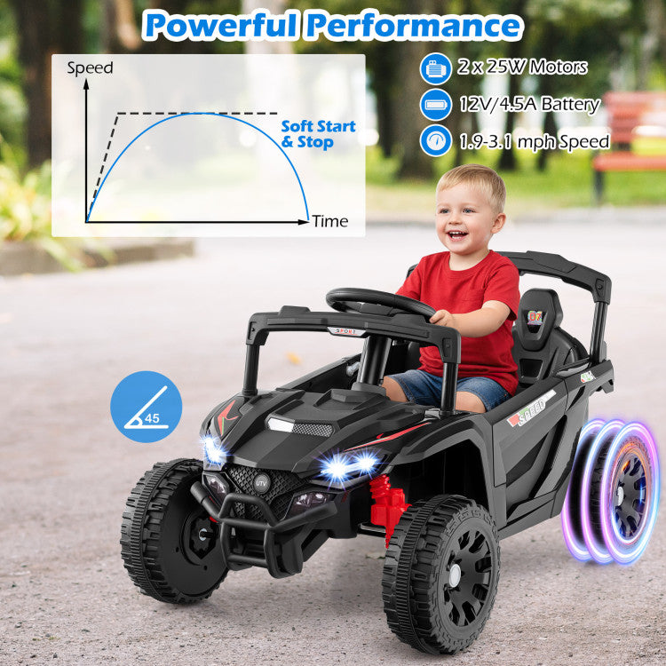 12V Kids Ride On Car UTV Electric Vehicle with LED Lights Music and Horn