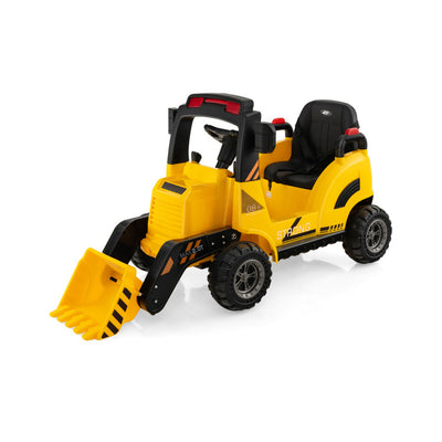 12V Kids Ride On Toy Excavator Electric Vehicle Construction Tractor with Adjustable Bucket and Side Guardrails
