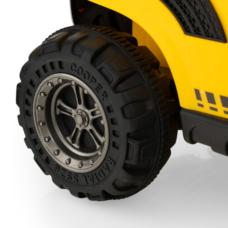 12V Kids Ride On Toy Excavator Electric Vehicle Construction Tractor with Adjustable Bucket and Side Guardrails