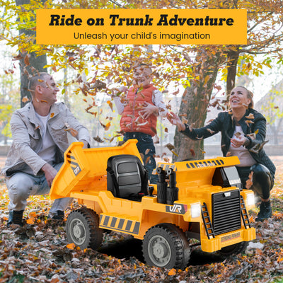 12V Kids Ride on Dump Truck Toy Car with Electric Dump Bed and Remote Control