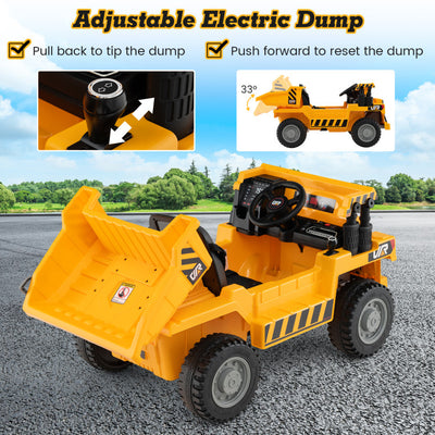 12V Kids Ride on Dump Truck Toy Car with Electric Dump Bed and Remote Control