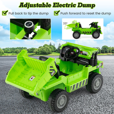 12V Kids Ride on Dump Truck Toy Car with Electric Dump Bed and Remote Control