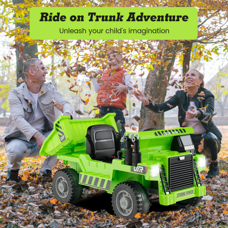12V Kids Ride on Dump Truck Toy Car with Electric Dump Bed and Remote Control