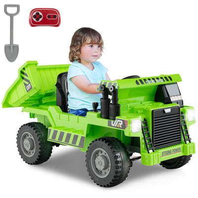 12V Kids Ride on Dump Truck Toy Car with Electric Dump Bed and Remote Control