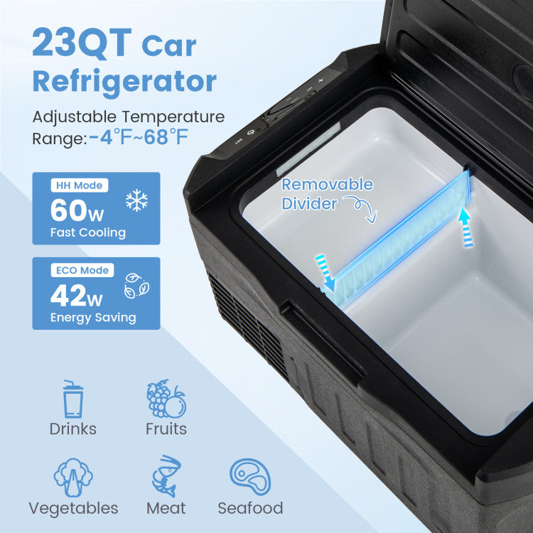 12 Volt Car Refrigerator with Adjustable Range and Divider for Camping RV Travel Fishing Home