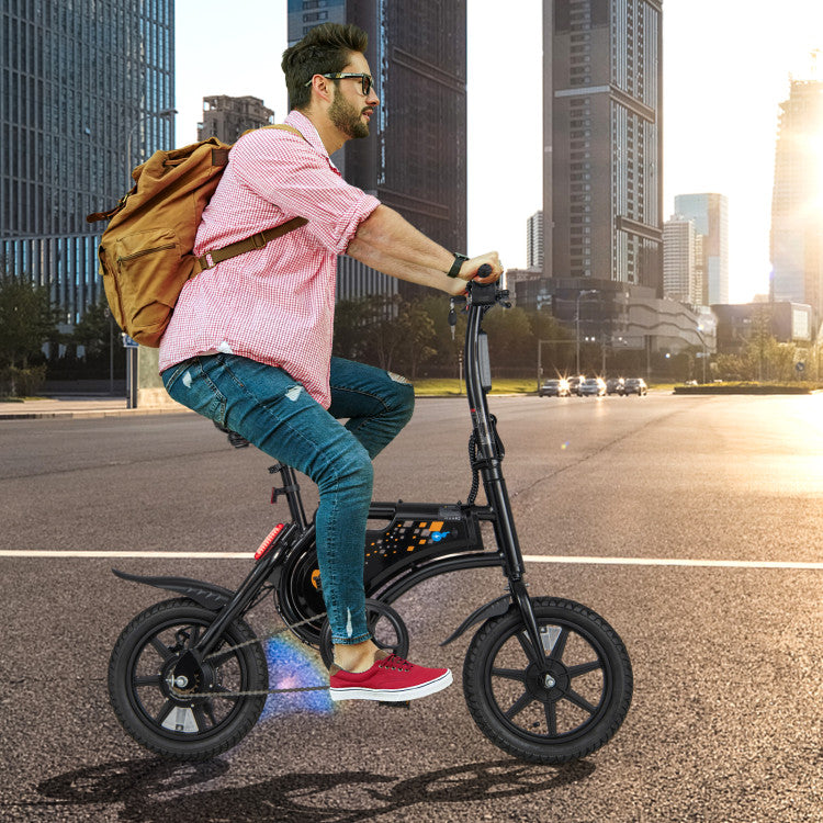 14 Inch Portable Electric Bike Folding Electric Bicycle Waterproof City Cruiser Mini E-Bike with Adjustable Saddle and 350W Motor for Adults (90%
