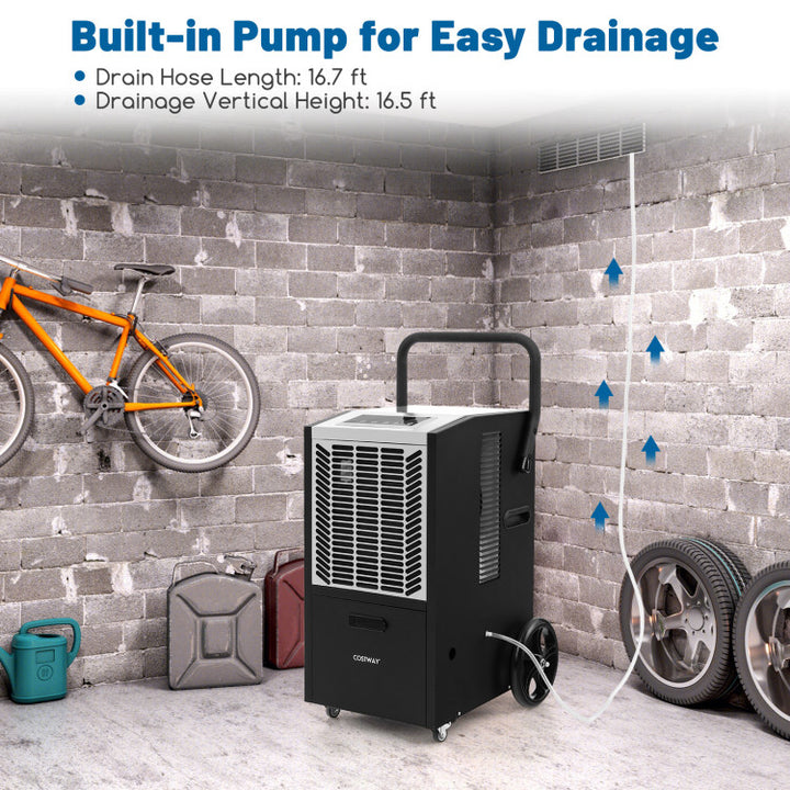 140 Pints Portable Commercial Dehumidifier 4500 Sq.Ft Crawl Space Industrial Dehumidifier with 24H Timer and Lockable Wheels
