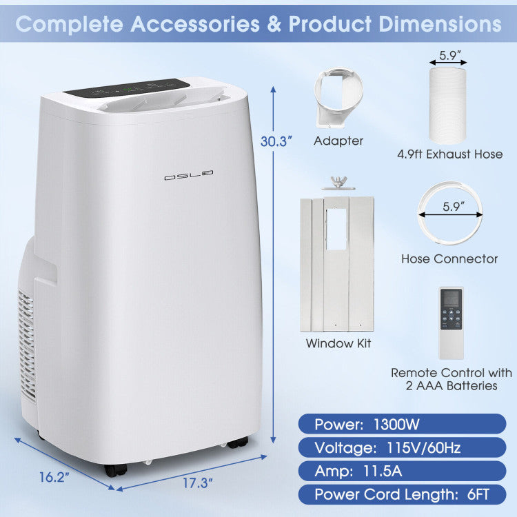 14000BTU Portable Air Conditioner 4-in-1 AC Unit with Remote Control and 24H Timer