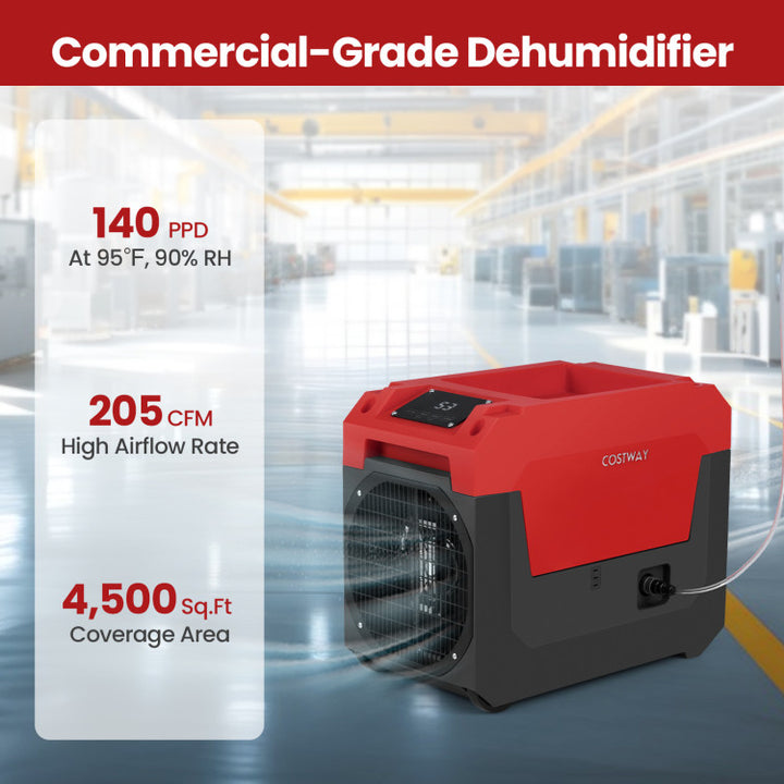 140 Pints Commercial Dehumidifier with Pump and Drain Hose