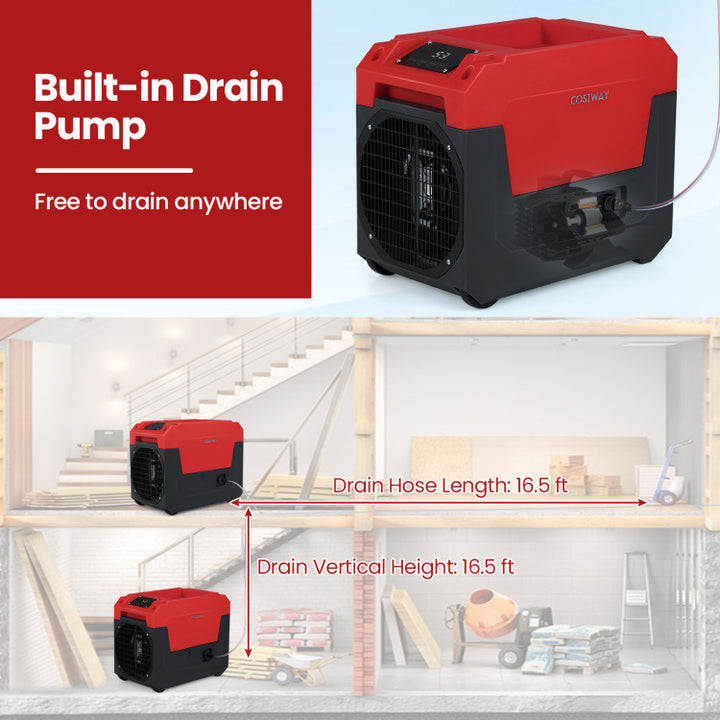140 Pints Commercial Dehumidifier with Pump and Drain Hose