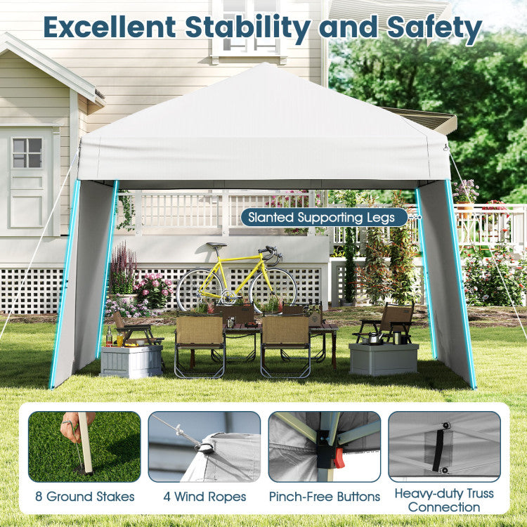 14 x 9.2 Feet Pop up Canopy Tent with 2 Convertible Sidewalls to Awning and Stakes
