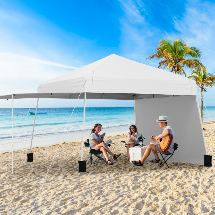 14 x 9.2 Feet Pop up Canopy Tent with 2 Convertible Sidewalls to Awning and Stakes