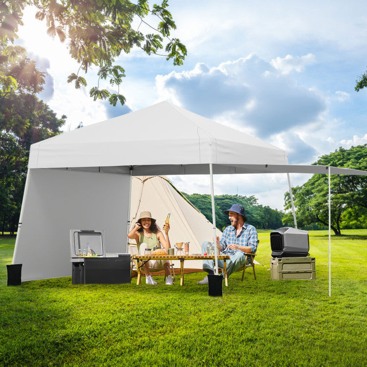 14 x 9.2 Feet Pop up Canopy Tent with 2 Convertible Sidewalls to Awning and Stakes
