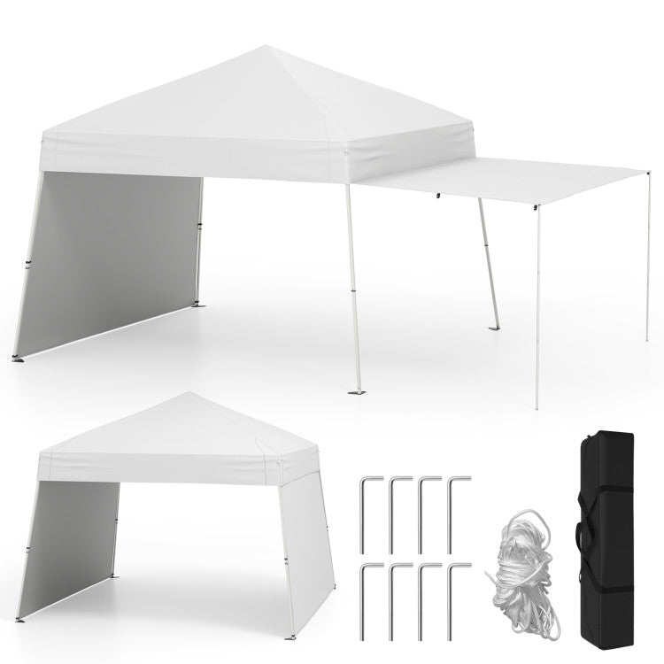 14 x 9.2 Feet Pop up Canopy Tent with 2 Convertible Sidewalls to Awning and Stakes