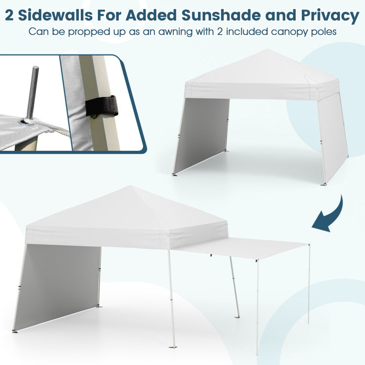 14 x 9.2 Feet Pop up Canopy Tent with 2 Convertible Sidewalls to Awning and Stakes
