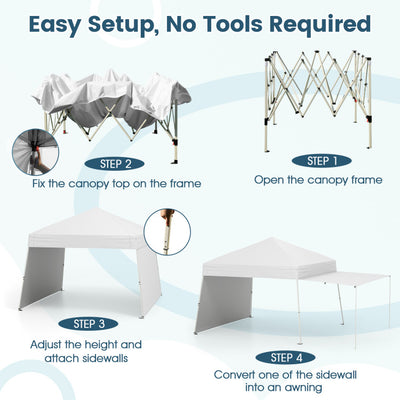 14 x 9.2 Feet Pop up Canopy Tent with 2 Convertible Sidewalls to Awning and Stakes
