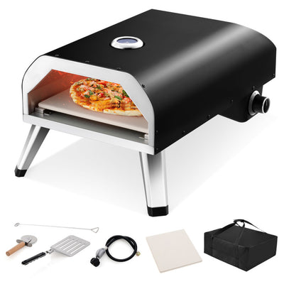 15000 BTU Portable Pizza Oven Outdoor Propane Gas Pizza Stove Maker with Foldable Legs and Carry Bag