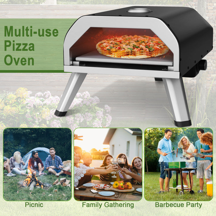 15000 BTU Portable Pizza Oven Outdoor Propane Gas Pizza Stove Maker with Foldable Legs and Carry Bag