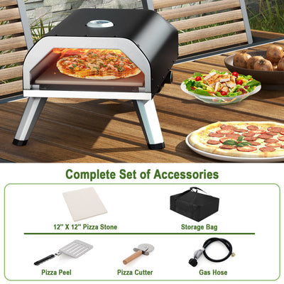 15000 BTU Portable Pizza Oven Outdoor Propane Gas Pizza Stove Maker with Foldable Legs and Carry Bag