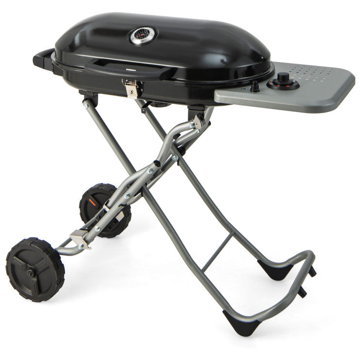15000 BTU Portable Propane Gas Grill Griddle Foldable Stainless Steel BBQ Burner with Wheels and Side Shelf For Barbecue Camping