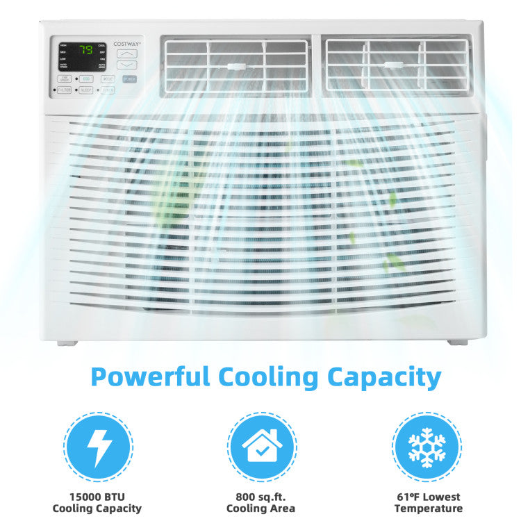 15000 BTU Window Air Conditioner 3 In 1 Wall AC Unit with Remote Control and Reusable Filter