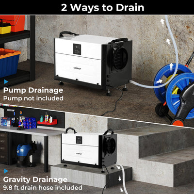155 Pint Crawl Space Dehumidifier with Auto Defrost and 24H Timer, Commercial Dehumidifier with Adjustable Setting Range, LED Display for Basement