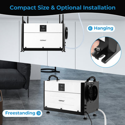 155 Pint Crawl Space Dehumidifier with Auto Defrost and 24H Timer, Commercial Dehumidifier with Adjustable Setting Range, LED Display for Basement