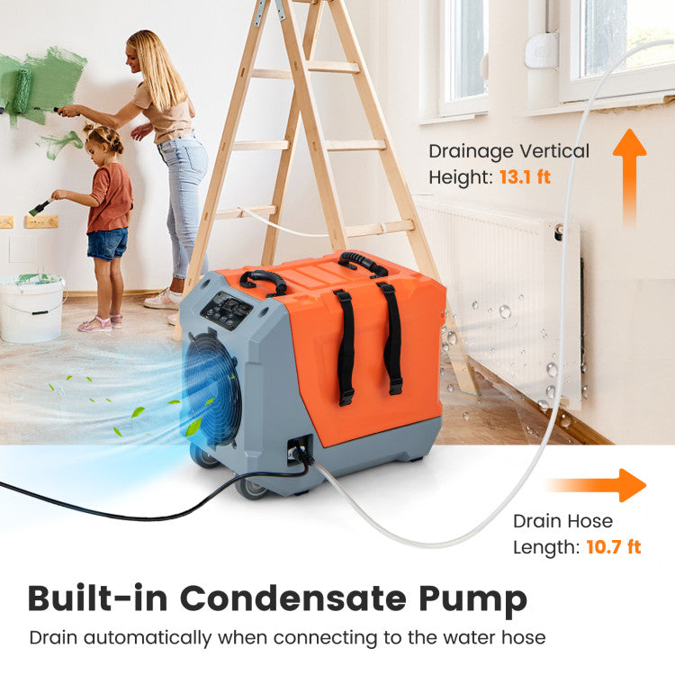 163 PPD Commercial Dehumidifier Portable Industrial Dehumidifier with Smart Control and Auto Defrost for Water Damage Restoration