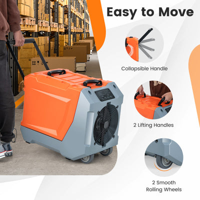 163 PPD Commercial Dehumidifier Portable Industrial Dehumidifier with Smart Control and Auto Defrost for Water Damage Restoration