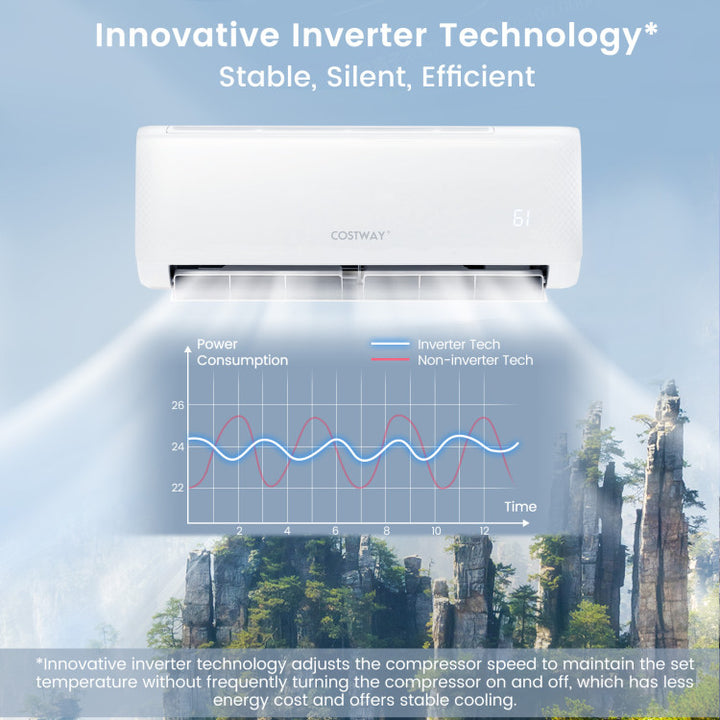 17000 BTU Mini Split Air Conditioner 21 SEER2 208-230V Wall-Mounted Ductless AC Unit with Heat Pump and Installation Kit