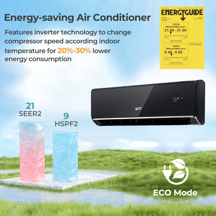 18000 BTU 4-in-1 Mini Split Air Conditioner &amp; Heater 21 SEER2 208-230V Wifi Enabled Inverter AC Unit with Self-Cleaning Function and Auto Defrost