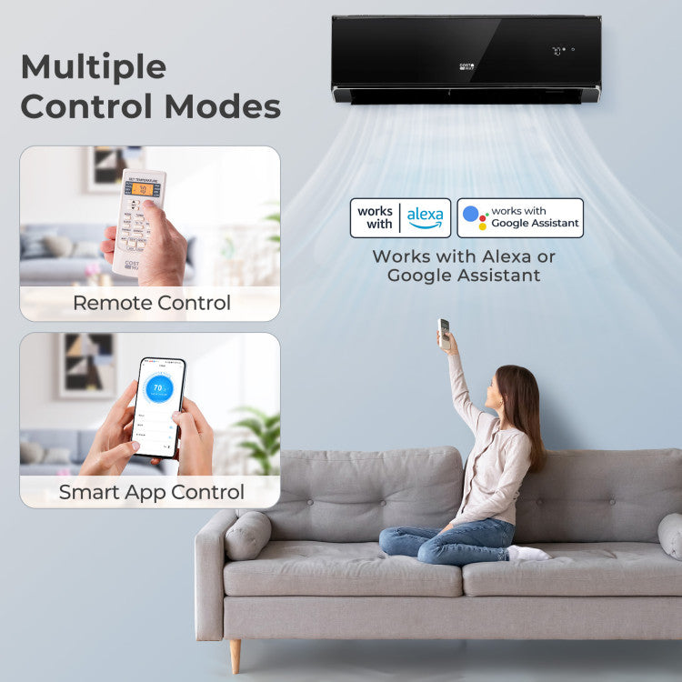 18000 BTU 4-in-1 Mini Split Air Conditioner &amp; Heater 21 SEER2 208-230V Wifi Enabled Inverter AC Unit with Self-Cleaning Function and Auto Defrost