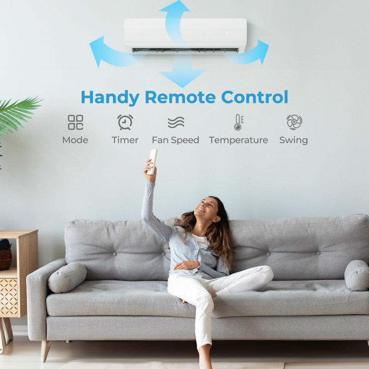 18000 BTU Dual 2 Zone Mini Split Air Conditioner 20 SEER2 Wifi Enabled Ductless Wall Mounted Inverter AC Unit with 24H Timer and Remote Control