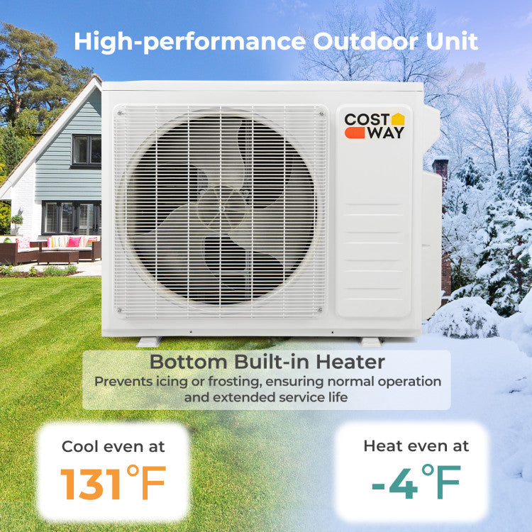 18000 BTU Dual 2 Zone Mini Split Air Conditioner 20 SEER2 Wifi Enabled Ductless Wall Mounted Inverter AC Unit with 24H Timer and Remote Control