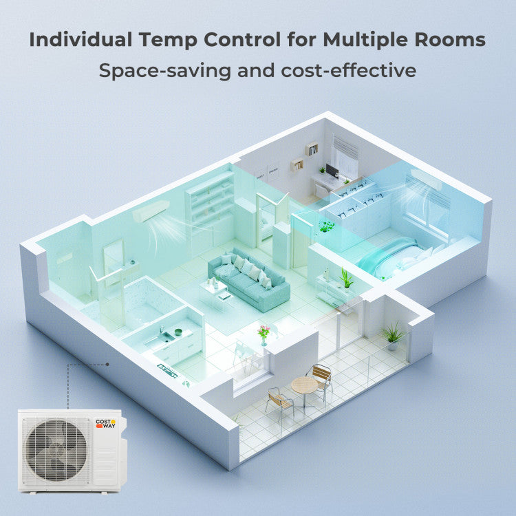 18000 BTU Dual 2 Zone Mini Split Air Conditioner 20 SEER2 Wifi Enabled Ductless Wall Mounted Inverter AC Unit with 24H Timer and Remote Control