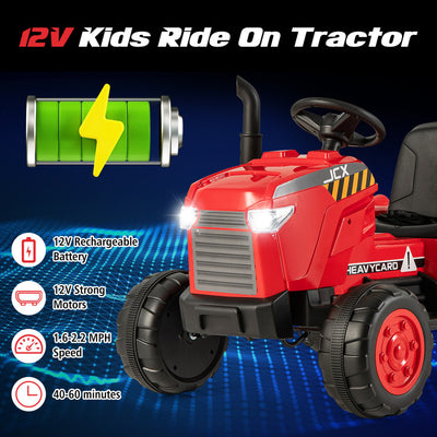 2-in-1 Kids Ride On Tractor Electric Toddler Toy Car with Detachable Trailer and Remote Control