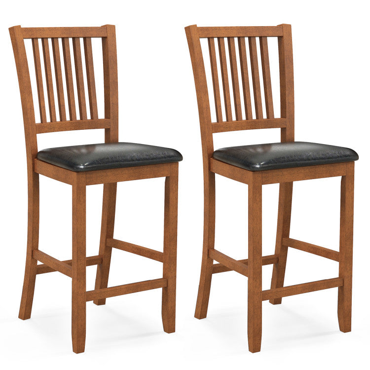 2-Piece Barstools Counter Height Bar Chair Set with Backrest and Footrests