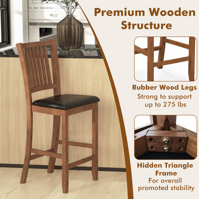 2-Piece Barstools Counter Height Bar Chair Set with Backrest and Footrests