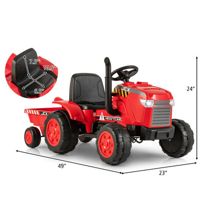 2-in-1 Kids Ride On Tractor Electric Toddler Toy Car with Detachable Trailer and Remote Control