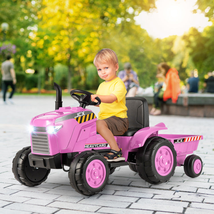 2-in-1 Kids Ride On Tractor Electric Toddler Toy Car with Detachable Trailer and Remote Control