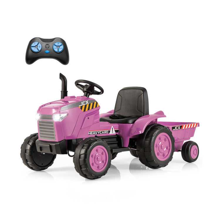 2-in-1 Kids Ride On Tractor Electric Toddler Toy Car with Detachable Trailer and Remote Control