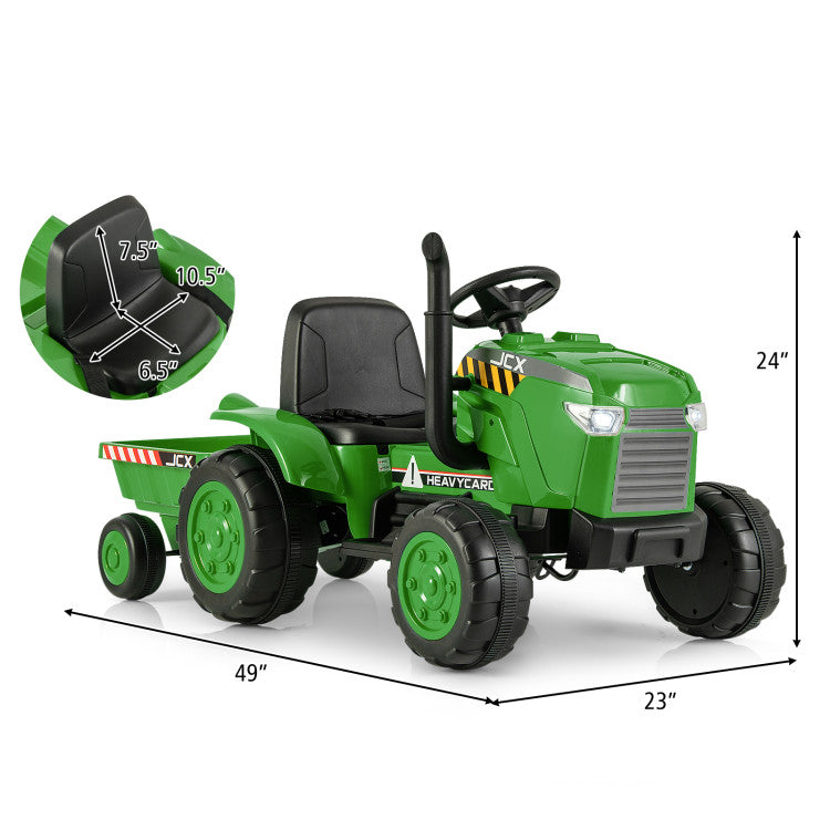 2-in-1 Kids Ride On Tractor Electric Toddler Toy Car with Detachable Trailer and Remote Control