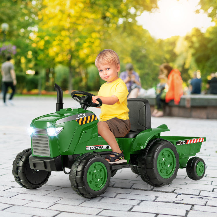 2-in-1 Kids Ride On Tractor Electric Toddler Toy Car with Detachable Trailer and Remote Control