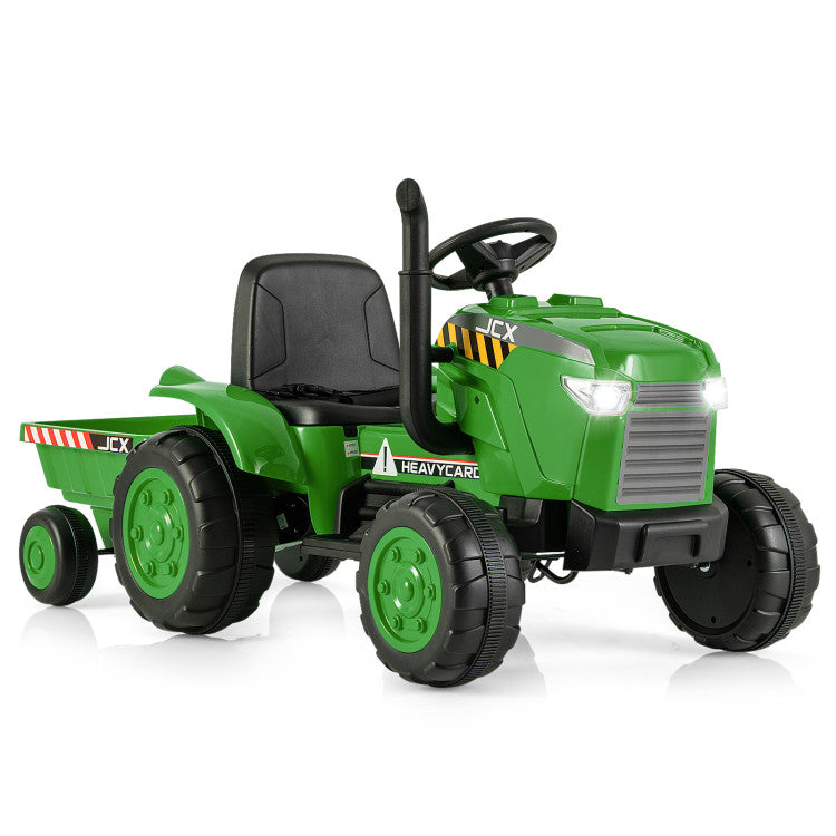 2-in-1 Kids Ride On Tractor Electric Toddler Toy Car with Detachable Trailer and Remote Control