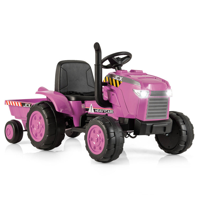 2-in-1 Kids Ride On Tractor Electric Toddler Toy Car with Detachable Trailer and Remote Control