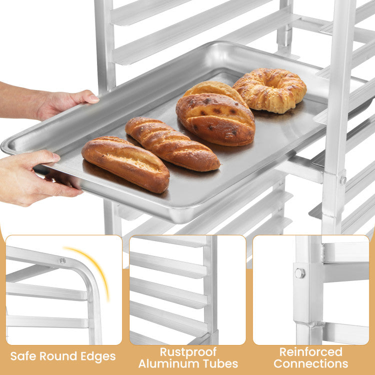 20-tier Kitchen Bun Pan Sheet Rack Aluminum Speed Rack Commercial Bakery Cooling Rack with Lockable Rubber Wheels for Restaurant