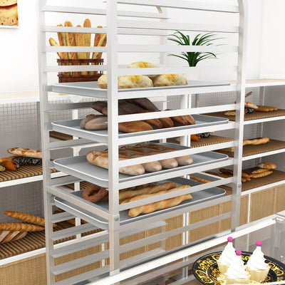 20-tier Kitchen Bun Pan Sheet Rack Aluminum Speed Rack Commercial Bakery Cooling Rack with Lockable Rubber Wheels for Restaurant