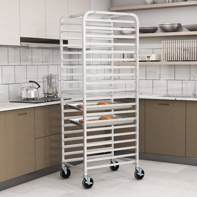 20-tier Kitchen Bun Pan Sheet Rack Aluminum Speed Rack Commercial Bakery Cooling Rack with Lockable Rubber Wheels for Restaurant