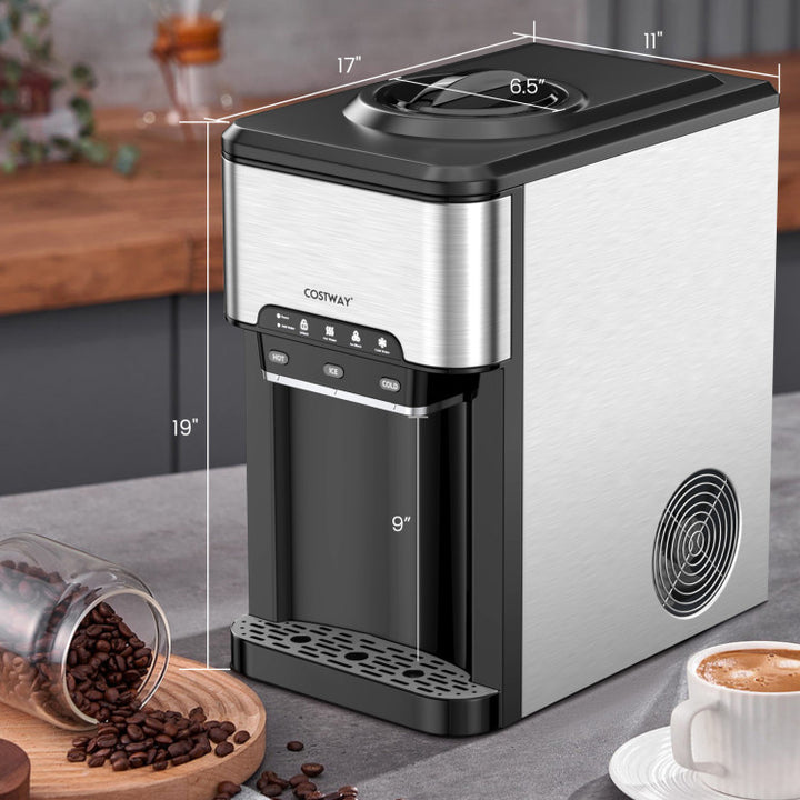 Ice Maker with Built-in Water Cooler Dispenser and 3 Temperature Settings